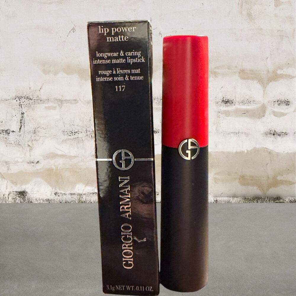 Giorgio Armani $48 Lip Power Matte Long-Lasting Lipstick in 117 NIB